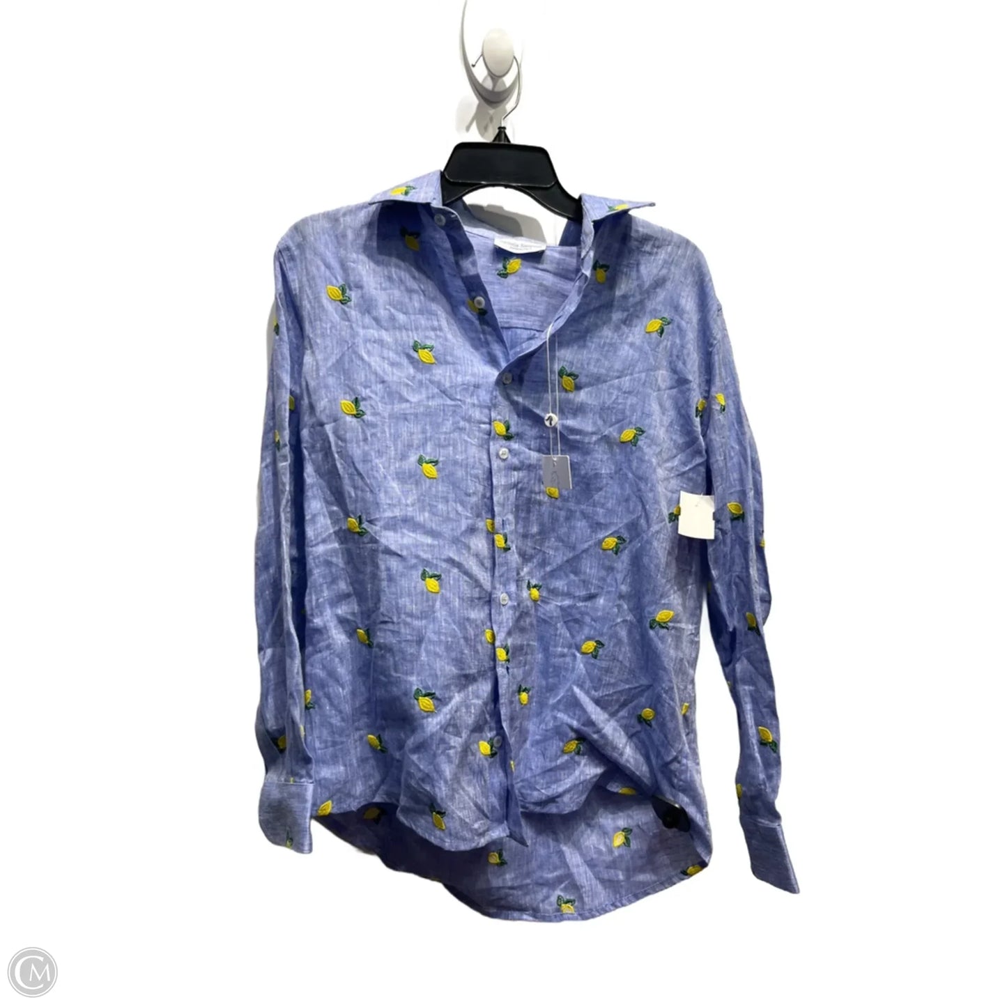 Top Long Sleeve By SARTORIA SACACENA In Blue & Yellow, Size: L