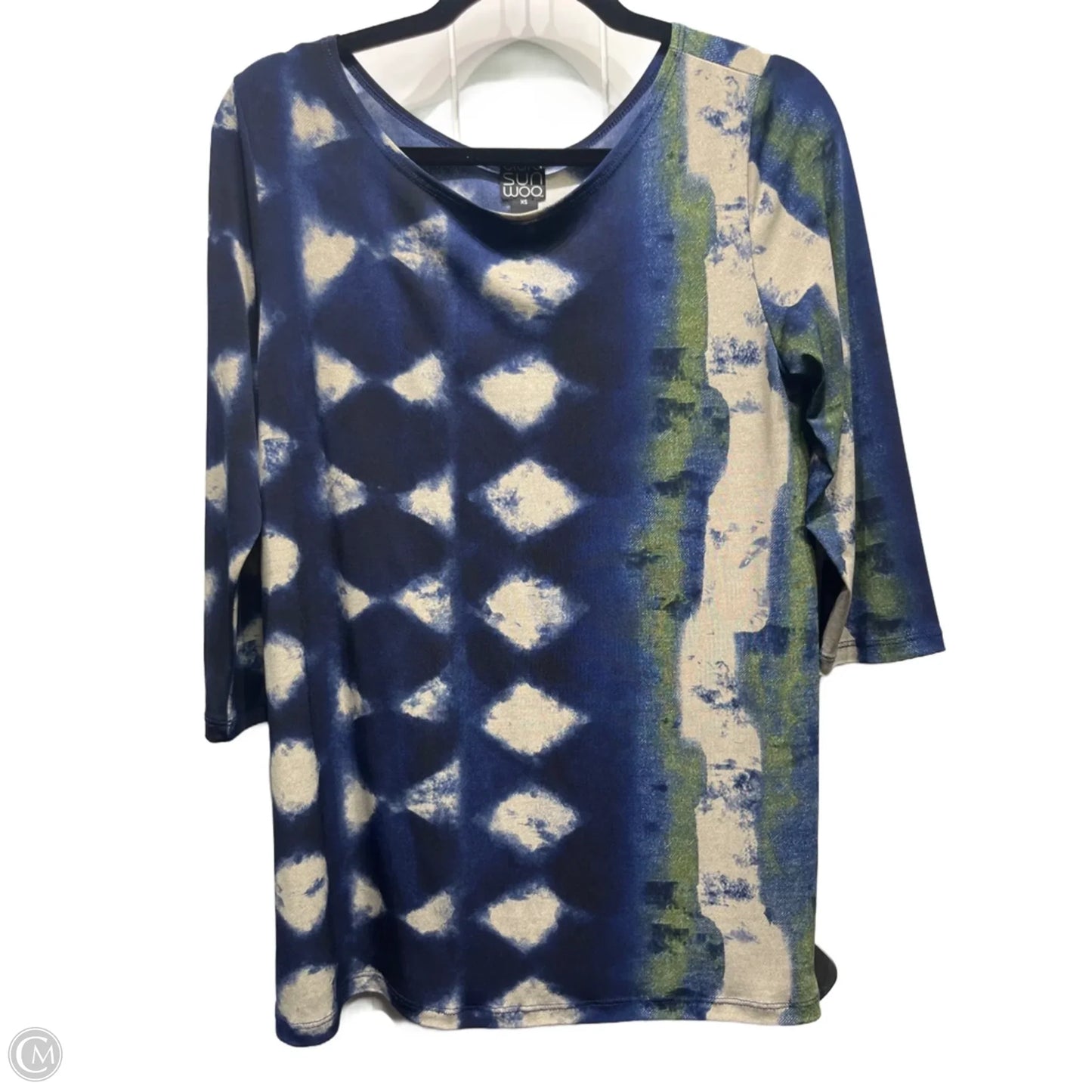 Top 3/4 Sleeve By Clara Sun Woo In Blue & Green, Size: Xs