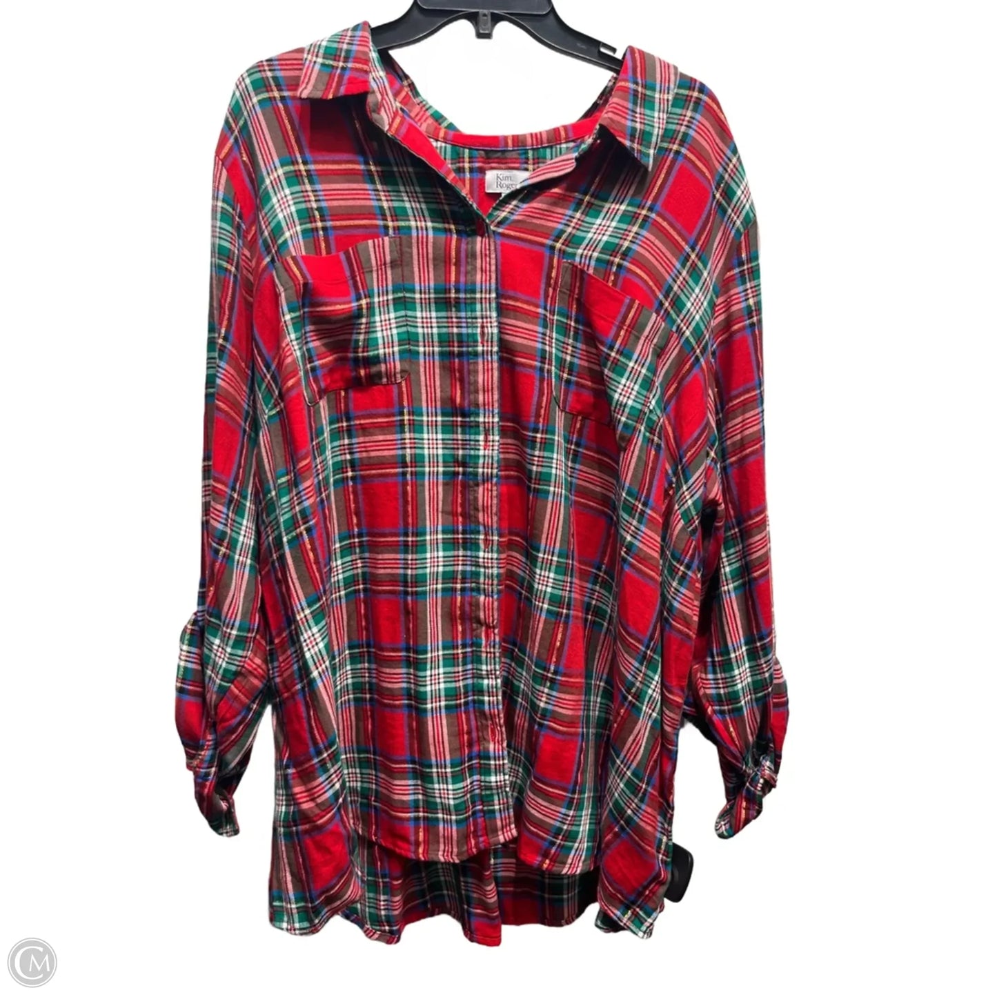 Top Long Sleeve By Kim Rogers In Red, Size: 3x