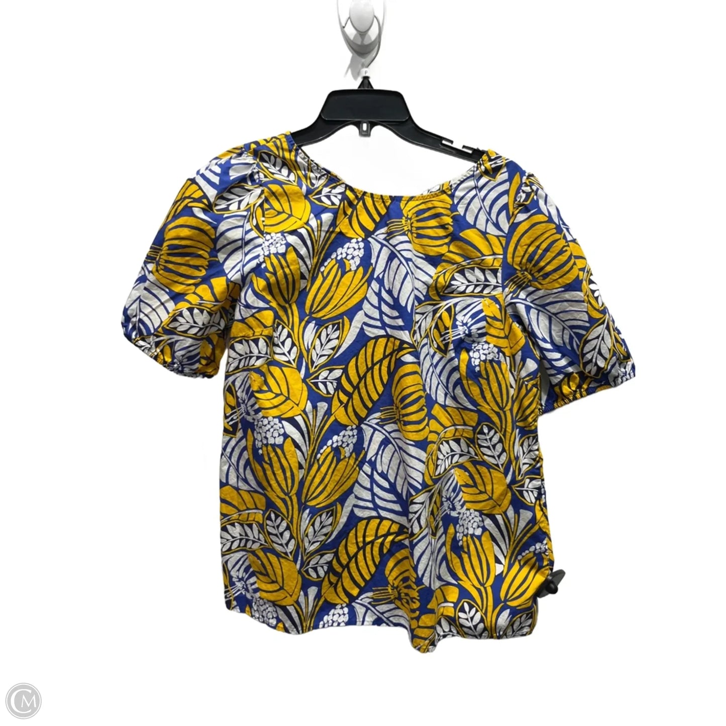Top Short Sleeve By Talbots In Blue & Yellow, Size: L