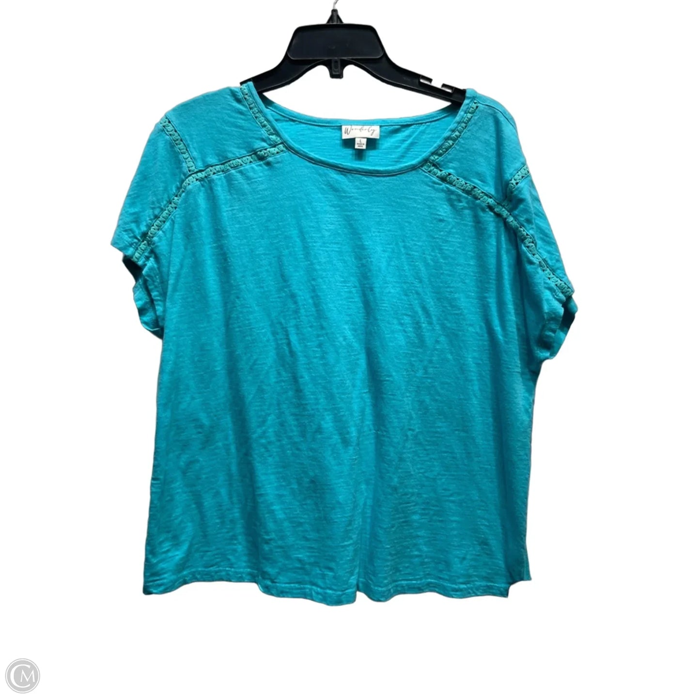 Top Short Sleeve Basic By Wonderly In Teal, Size: L