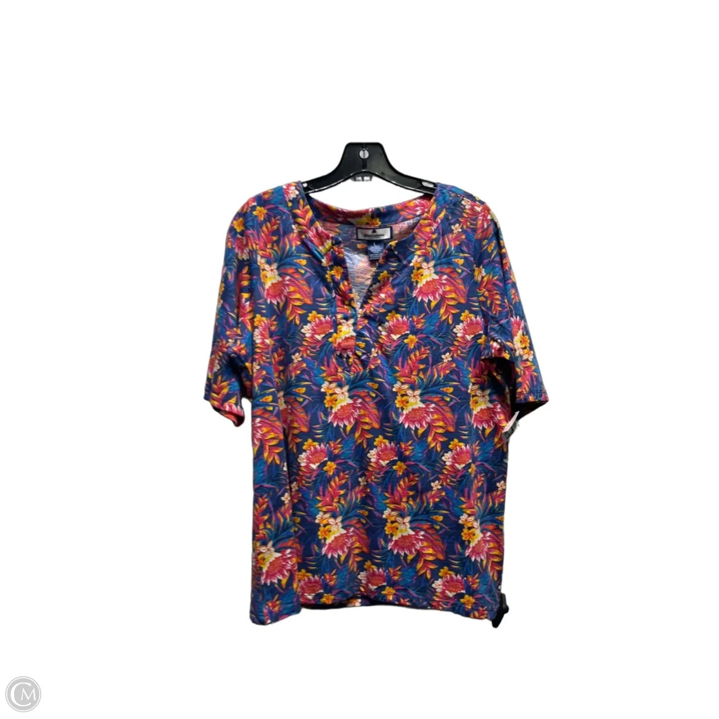 Top Short Sleeve By Stella Parker In Blue & Red, Size: L