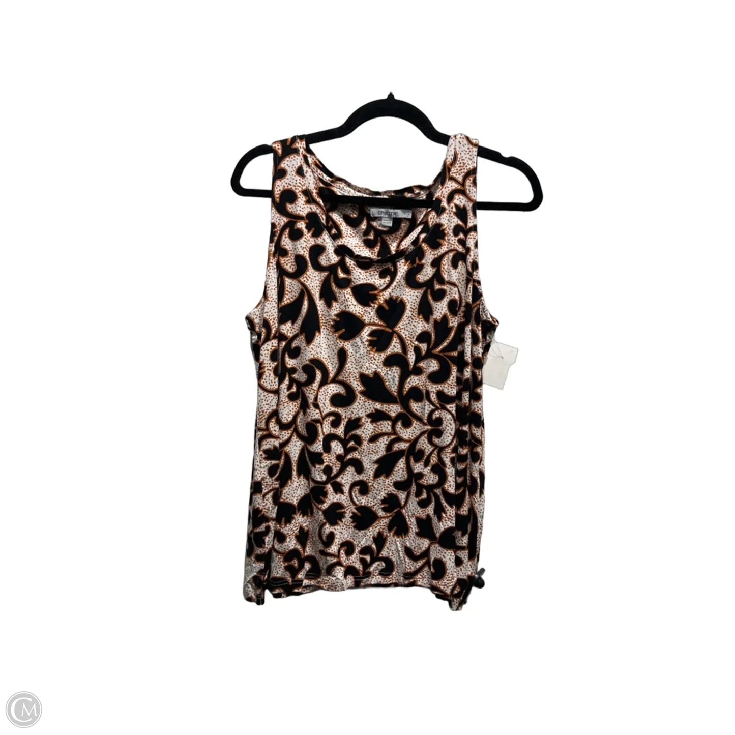 Top Sleeveless By Chicos In Brown & White, Size: L