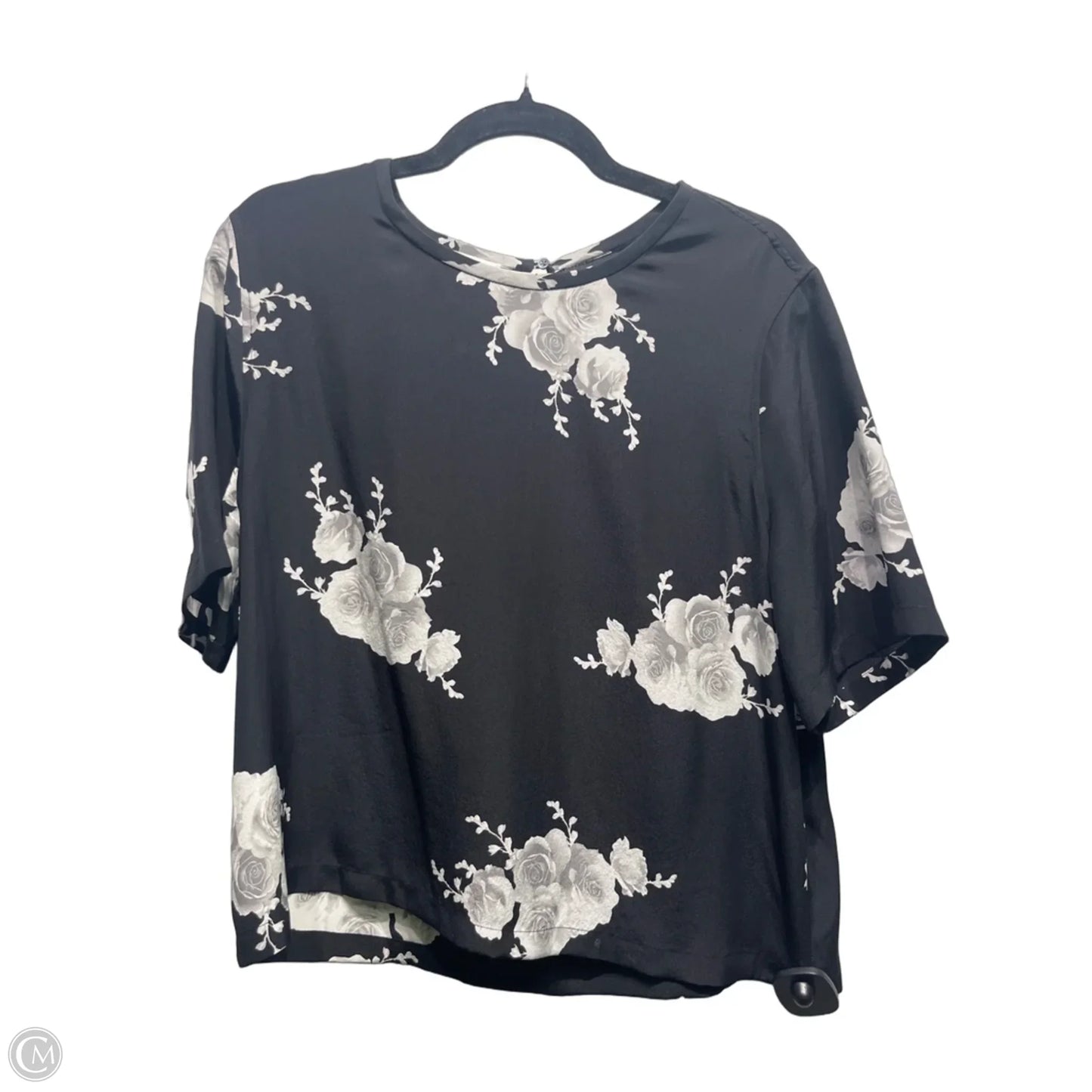 Top Short Sleeve By Equipment In Black & White, Size: L
