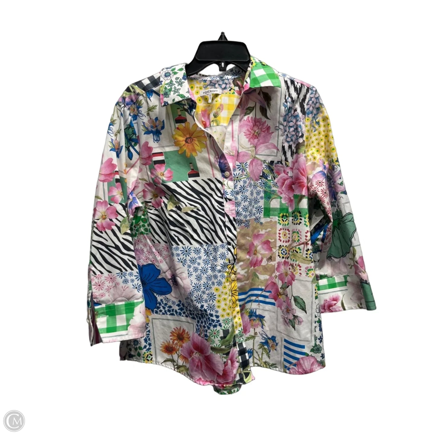 Top Long Sleeve By Foxcroft In Green & Pink, Size: Xl