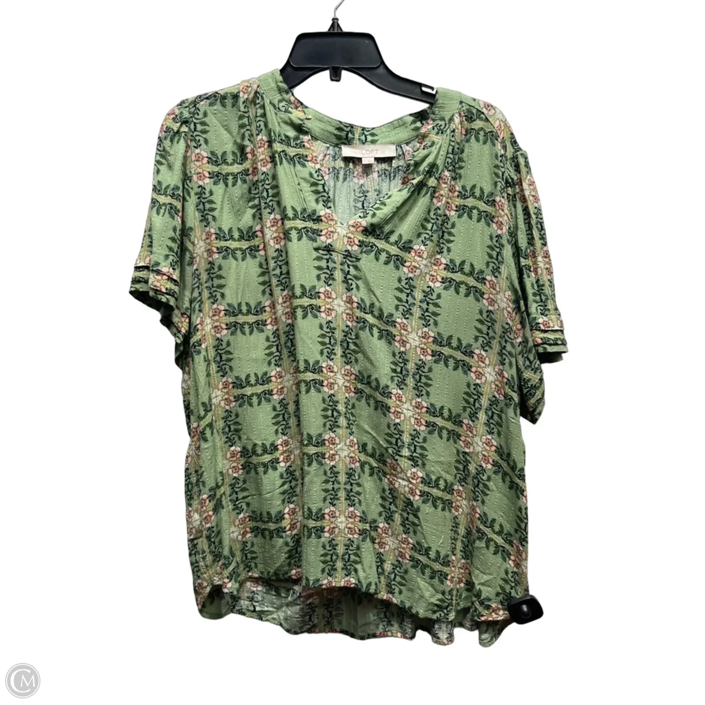 Top Short Sleeve By Loft In Green, Size: L