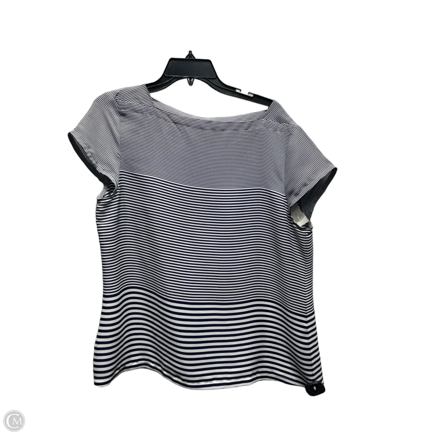 Top Short Sleeve By Loft In Blue & White, Size: L