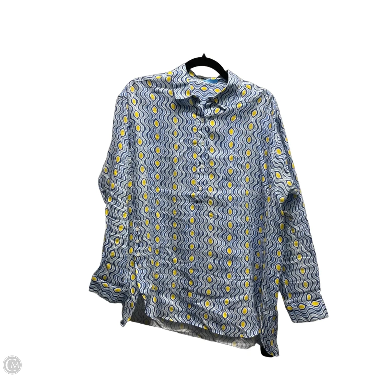 Top Long Sleeve By J Mclaughlin In Blue & Yellow, Size: M