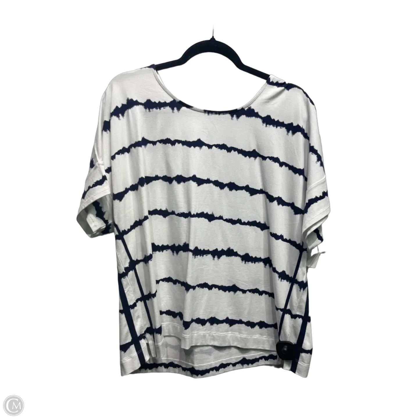 Top Short Sleeve By Chicos In Blue & White, Size: Xl