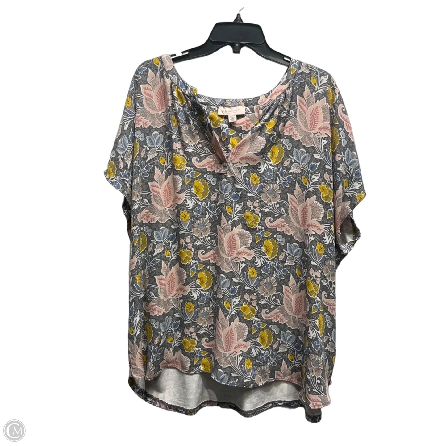 Top Short Sleeve By Philosophy In Grey & Pink, Size: 2x