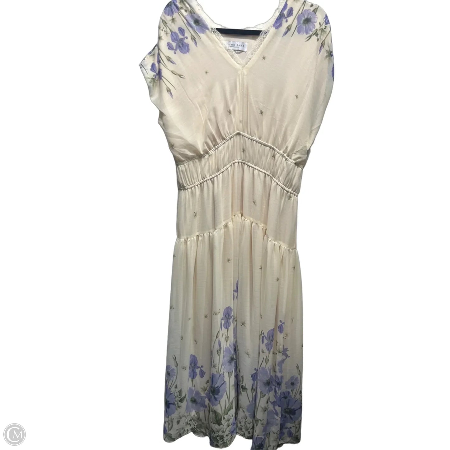 Dress Party Long By Clothes Mentor In Cream & Purple, Size: L