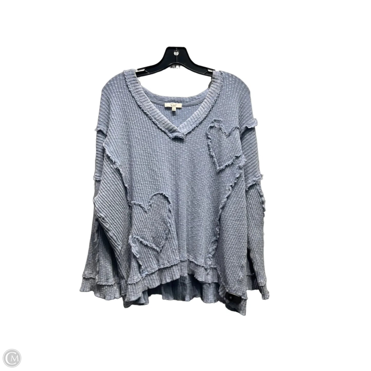 Top Long Sleeve By Easel In Blue, Size: S