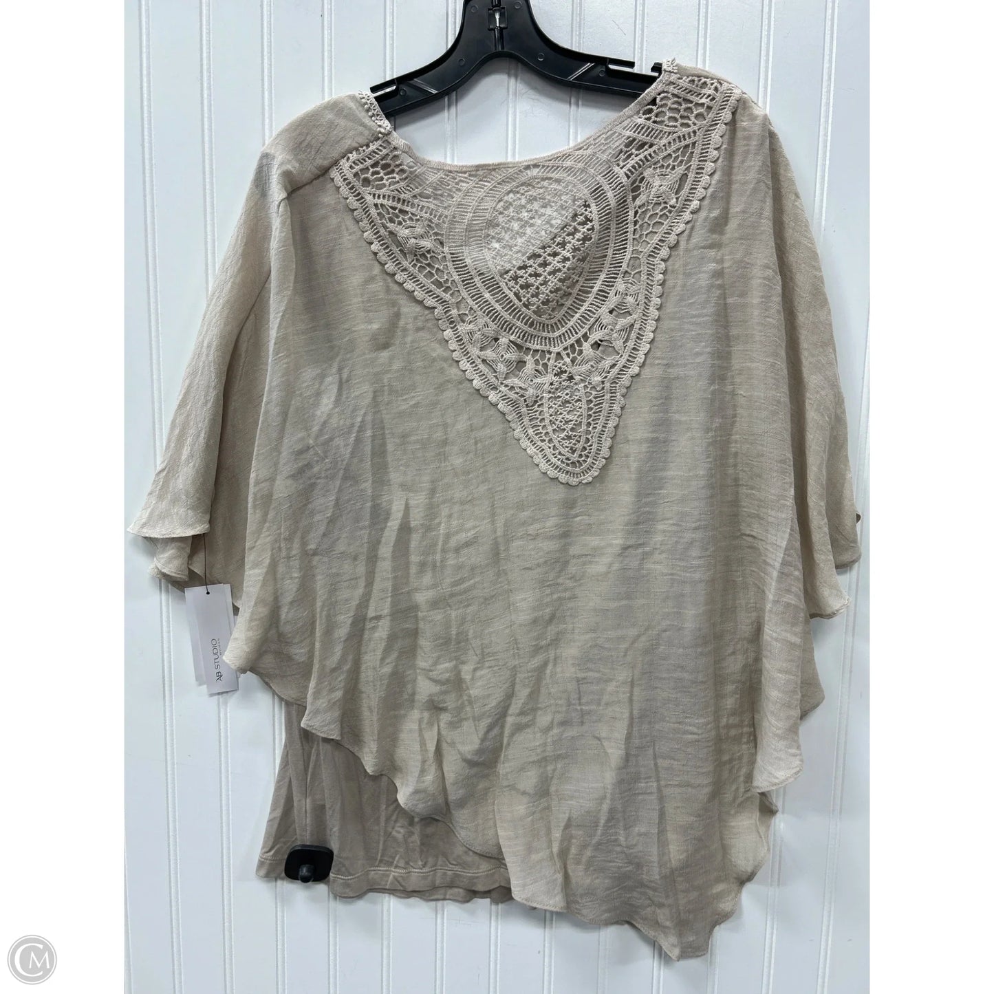 Blouse Short Sleeve By Ab Studio In Tan, Size: 1x