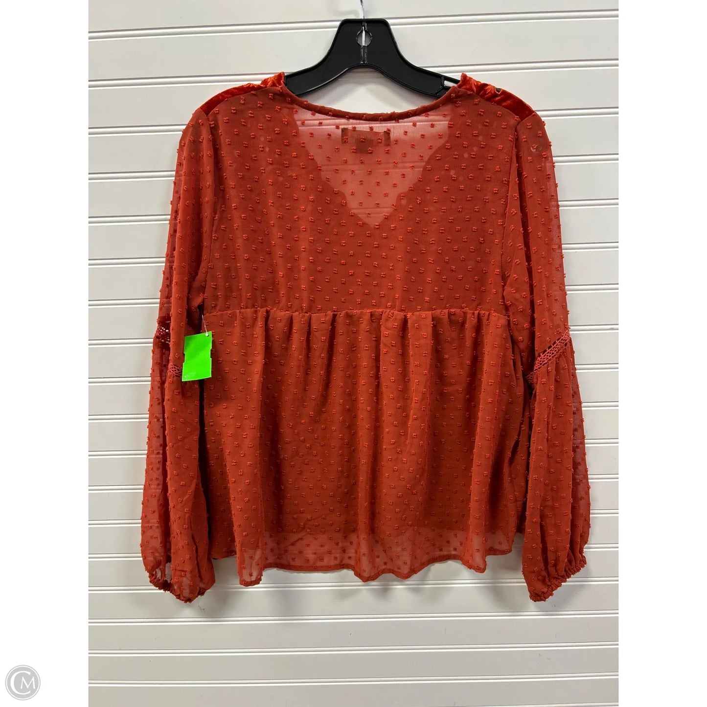 Top Long Sleeve By Cmc In Orange, Size: S