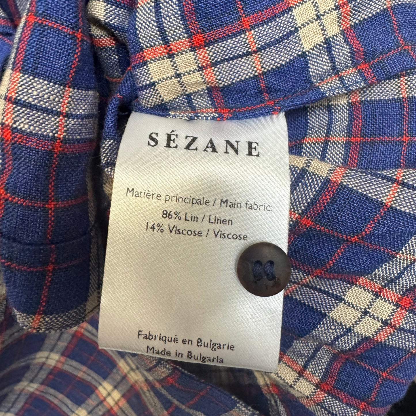 Linen Chemise Chloe Top Long Sleeve By Sezane In Carreaux Oxford Plaid, Size: S