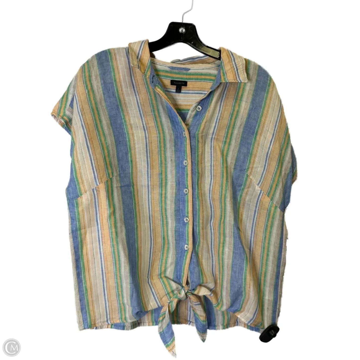 Top Short Sleeve By Talbots In Striped Pattern, Size: L