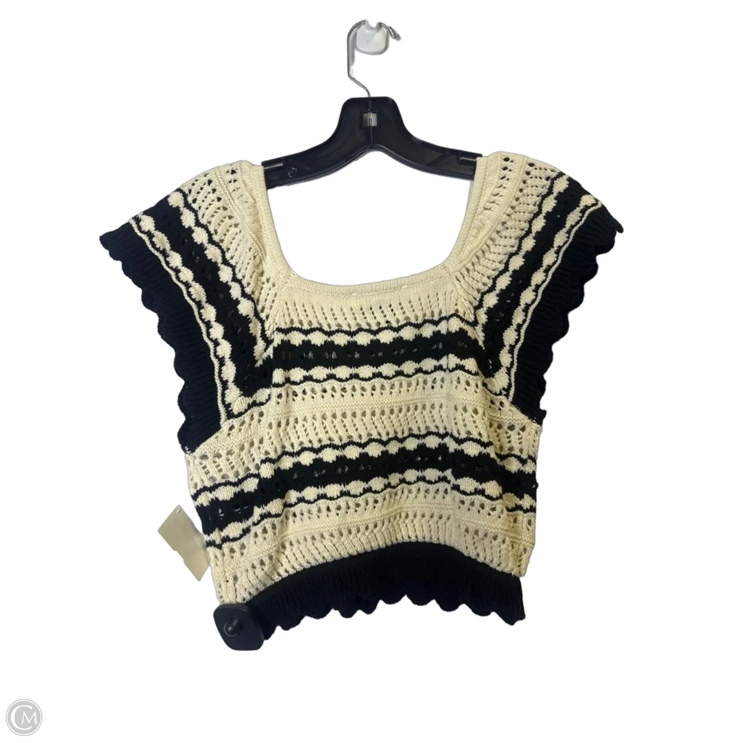 Top Sleeveless By Freshman In Black & Cream, Size: M