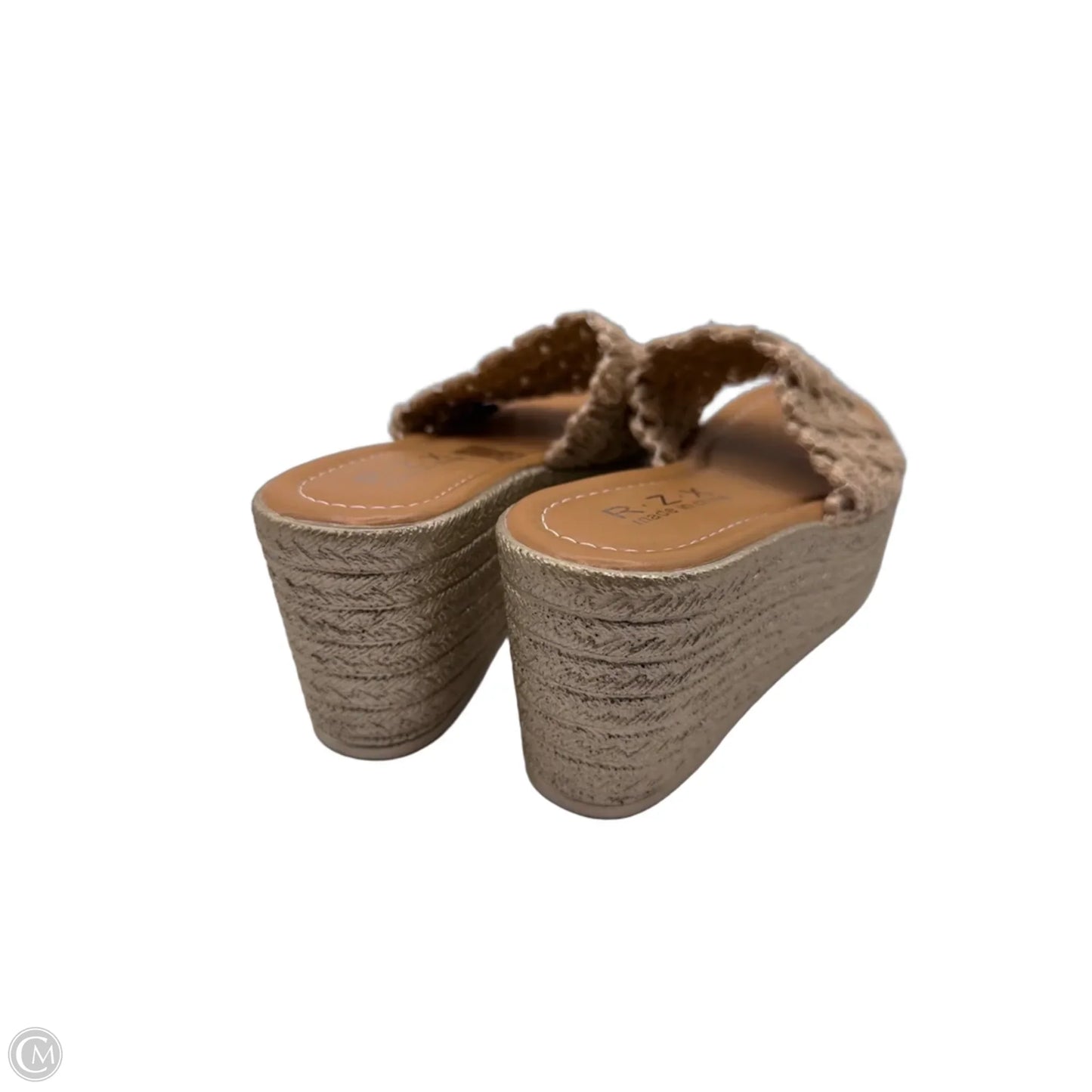 Sandals Heels Platform By Clothes Mentor In Tan, Size: 5