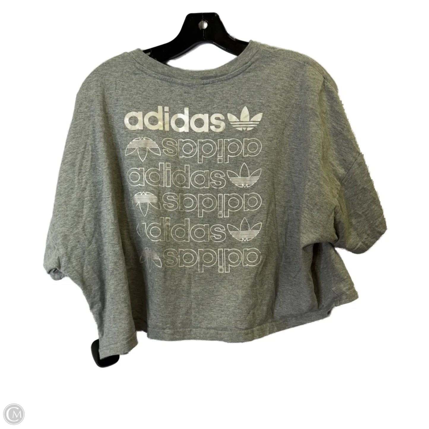 Athletic Top Short Sleeve By Adidas In Grey, Size: L