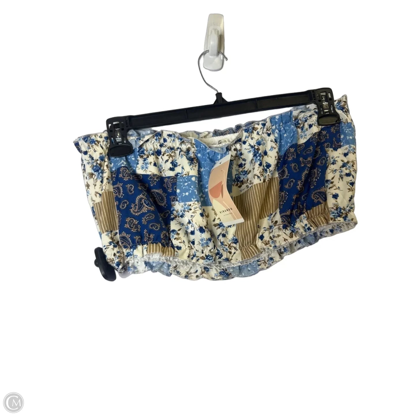 Top Sleeveless By Kirundo In Blue & Tan, Size: L