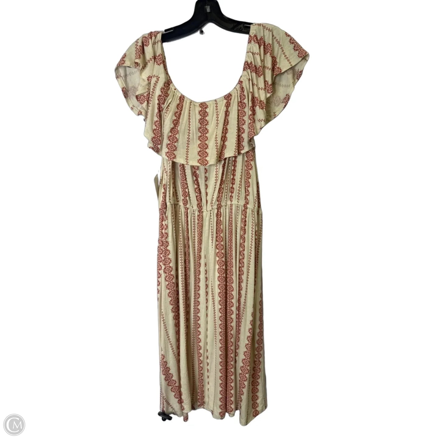 Dress Casual Short By Hem & Thread In Cream & Red, Size: L