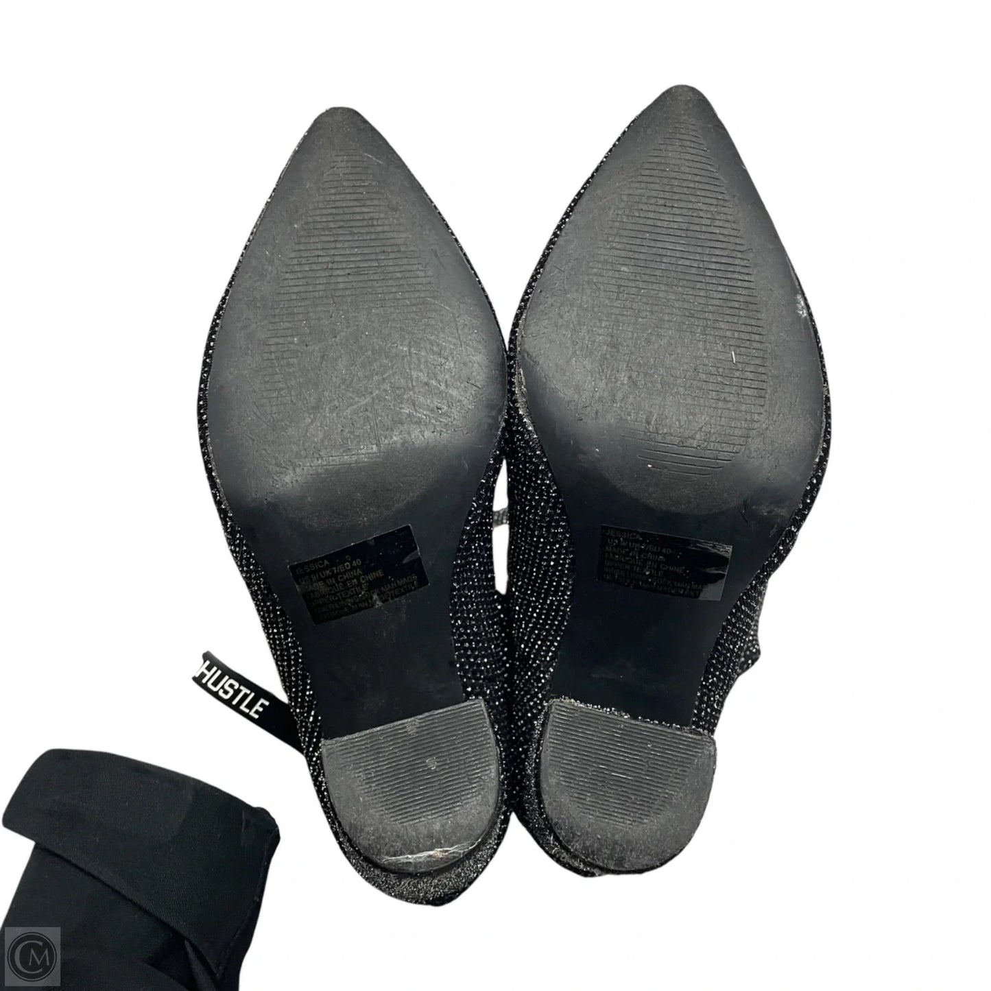 Boots Ankle Heels By Shoedazzle In Black & Silver, Size: 9