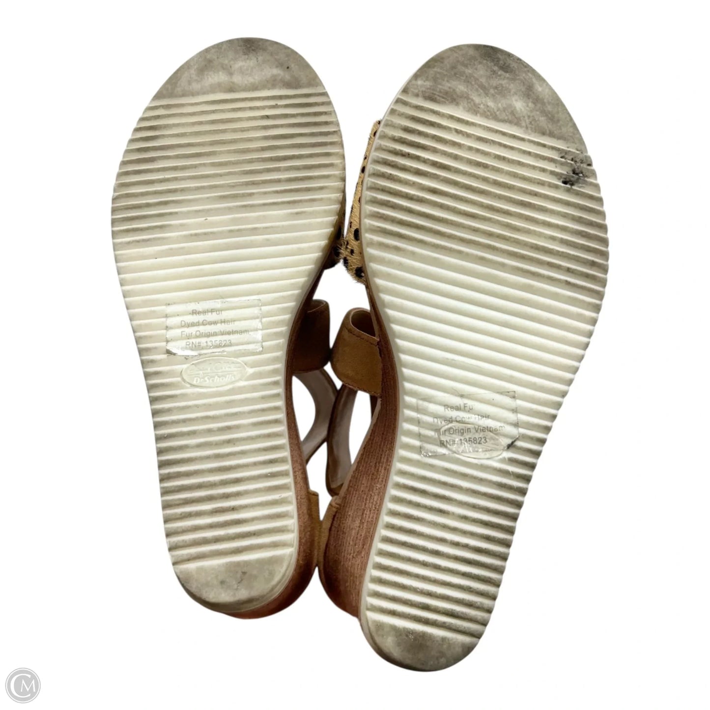 Sandals Heels Wedge By Dr Scholls In Black & Tan, Size: 8.5