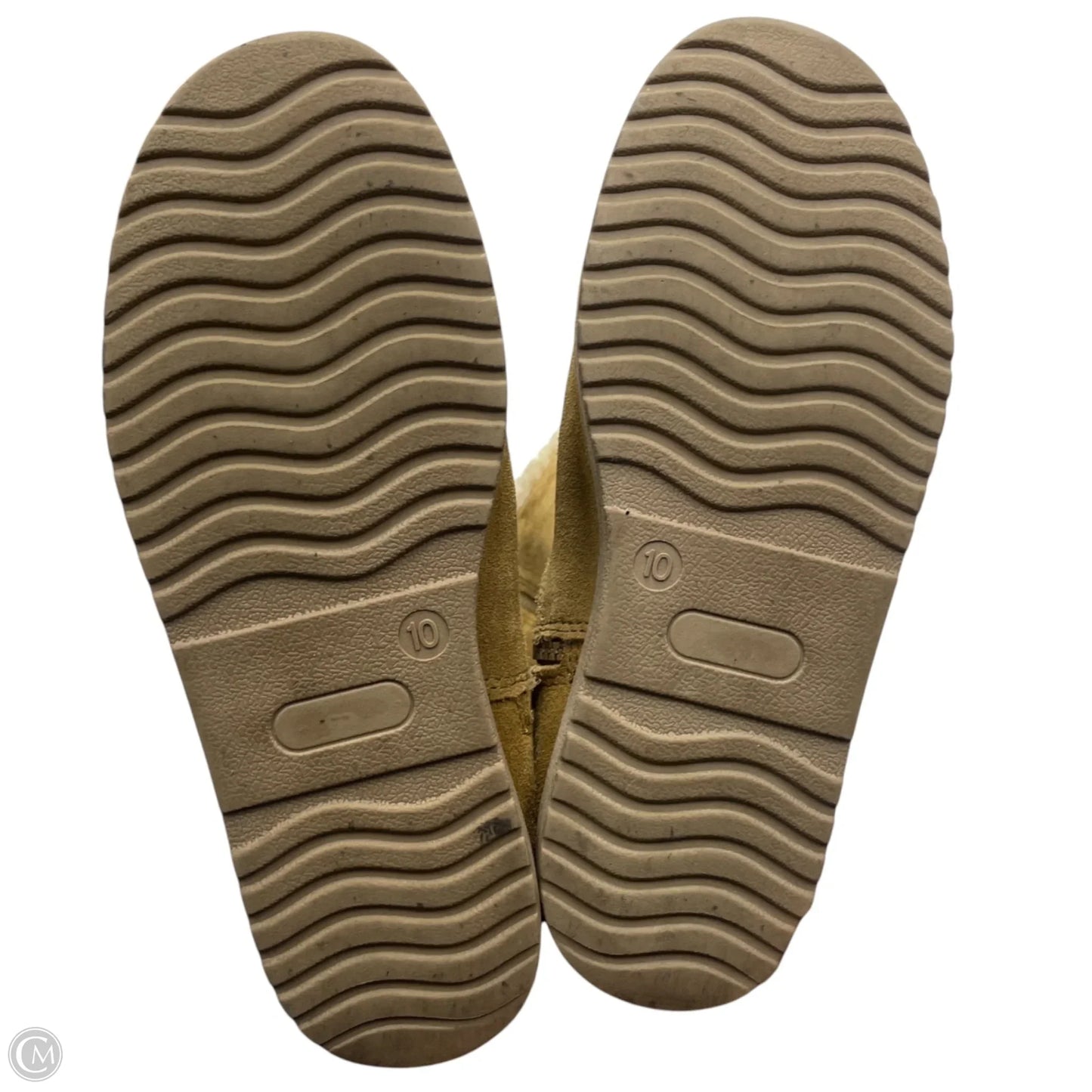 Boots Mid-calf Flats In Brown & Cream, Size: 10
