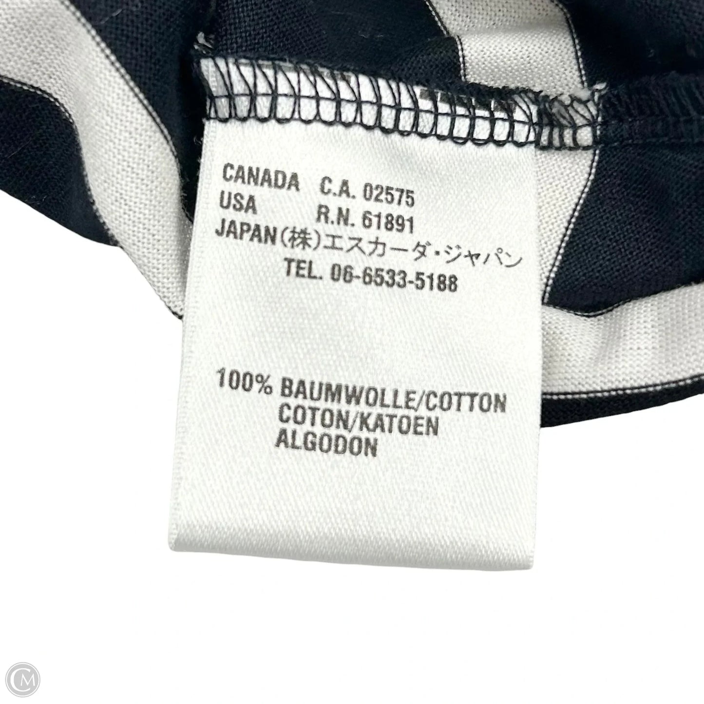 Top Sleeveless Designer By Escada In Navy & White, Size: S