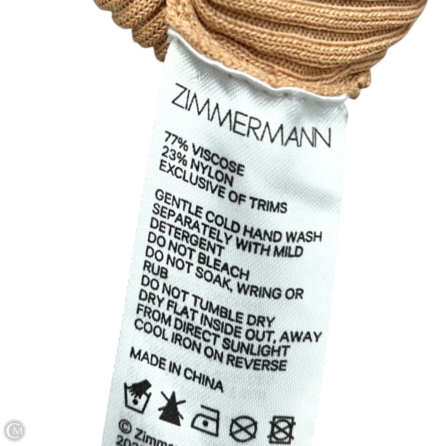 Top Sleeveless By Zimmermann In Tan, Size: S
