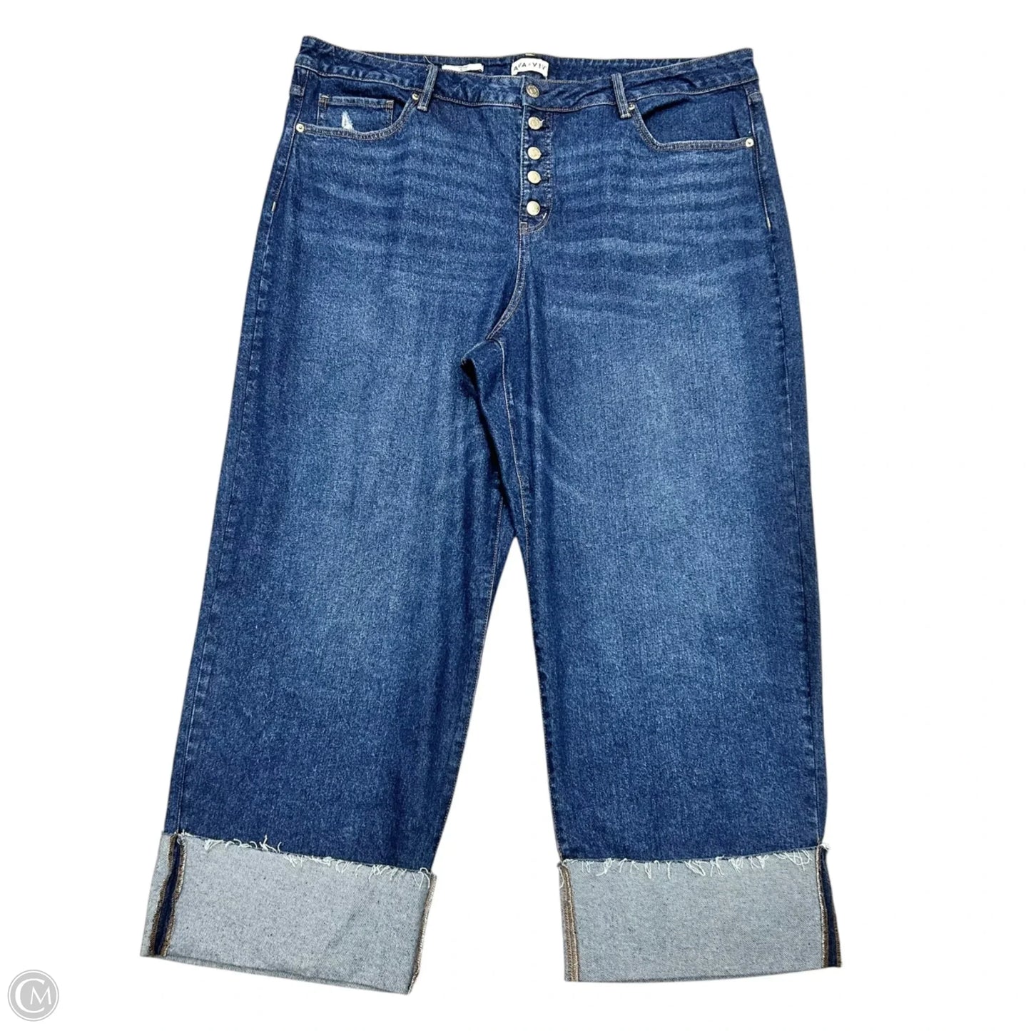 Jeans Straight By Ava & Viv In Blue Denim, Size: 22