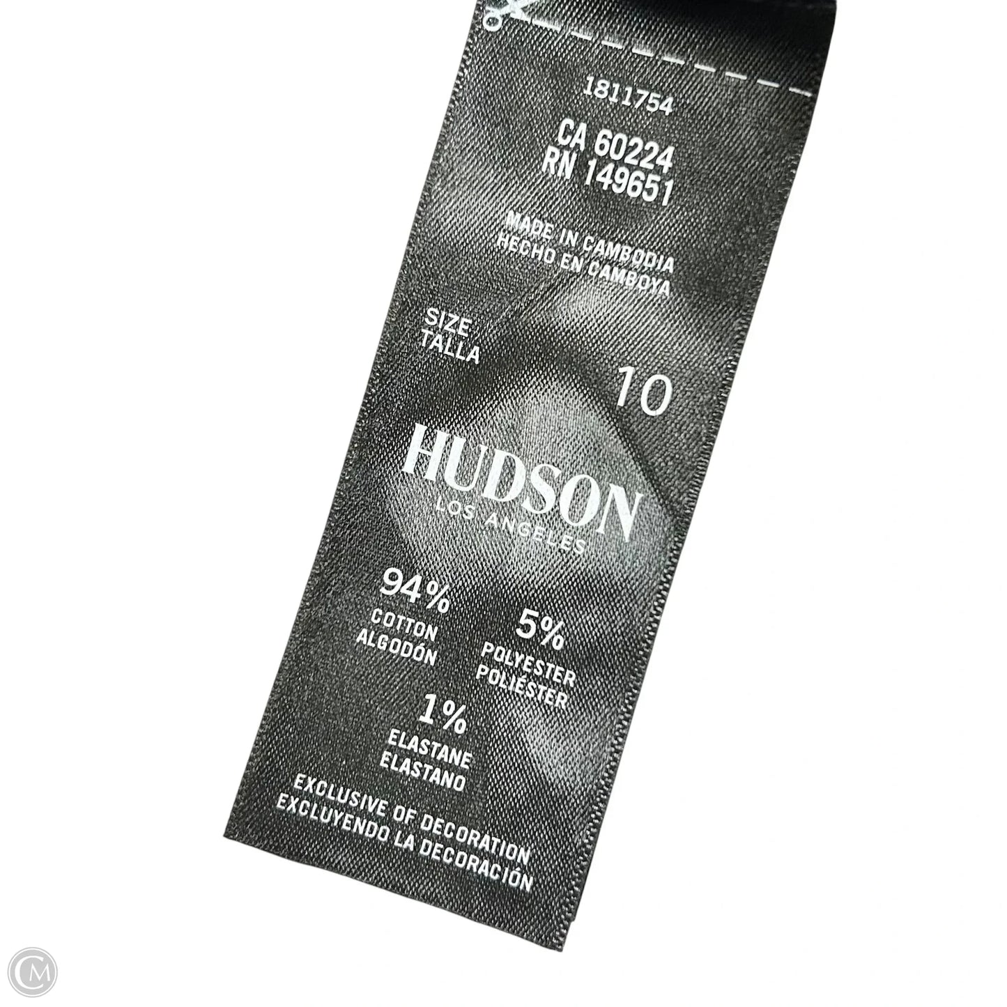 Jeans Straight By Hudson In Black Denim, Size: 10