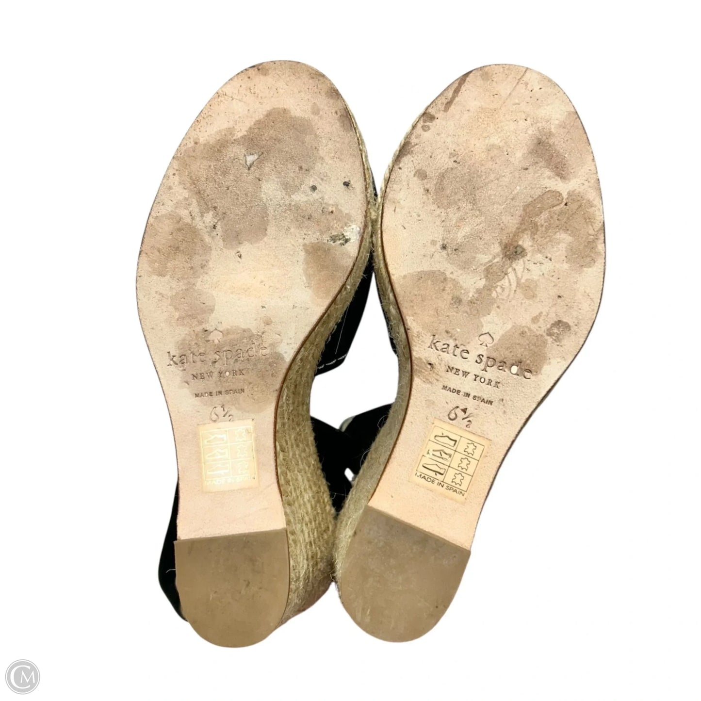 Sandals Designer By Kate Spade In Black & Cream, Size: 6.5