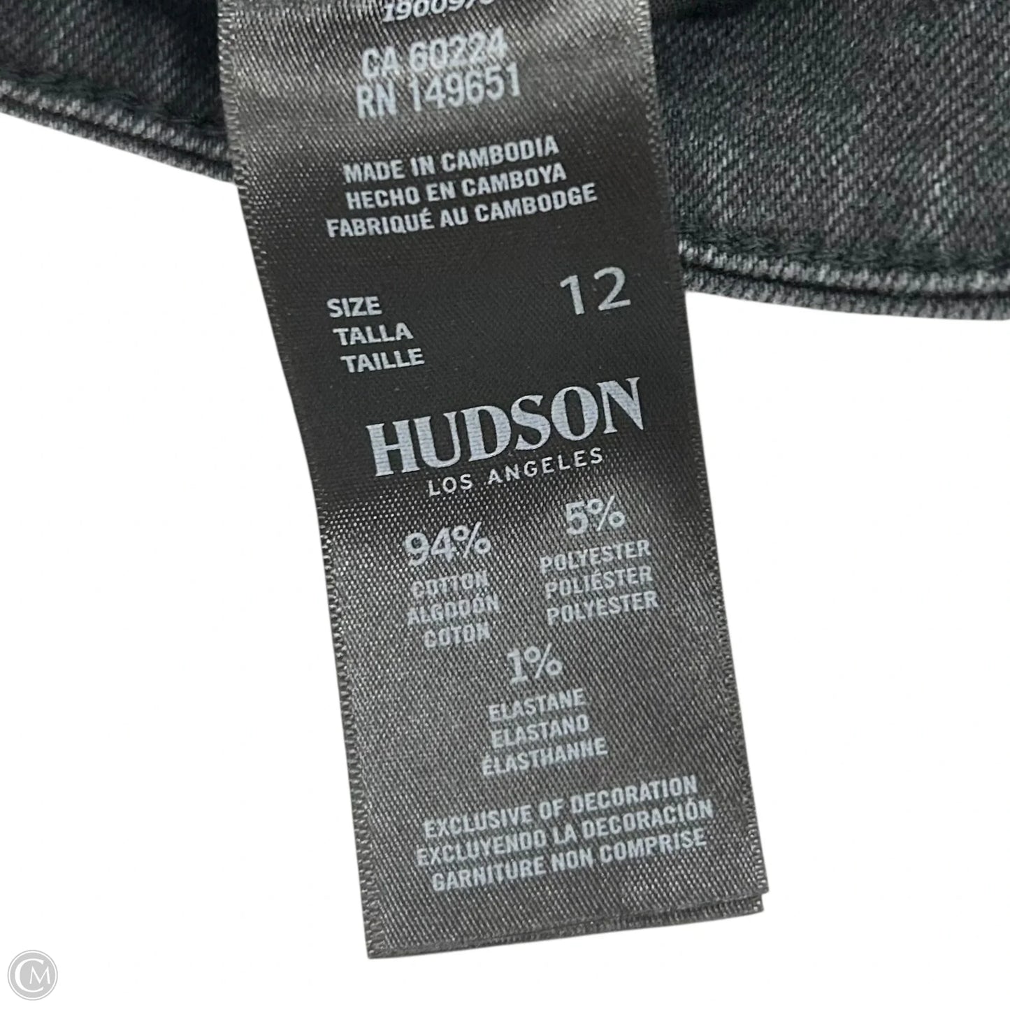 Jeans Wide Leg By Hudson In Black Denim, Size: 12