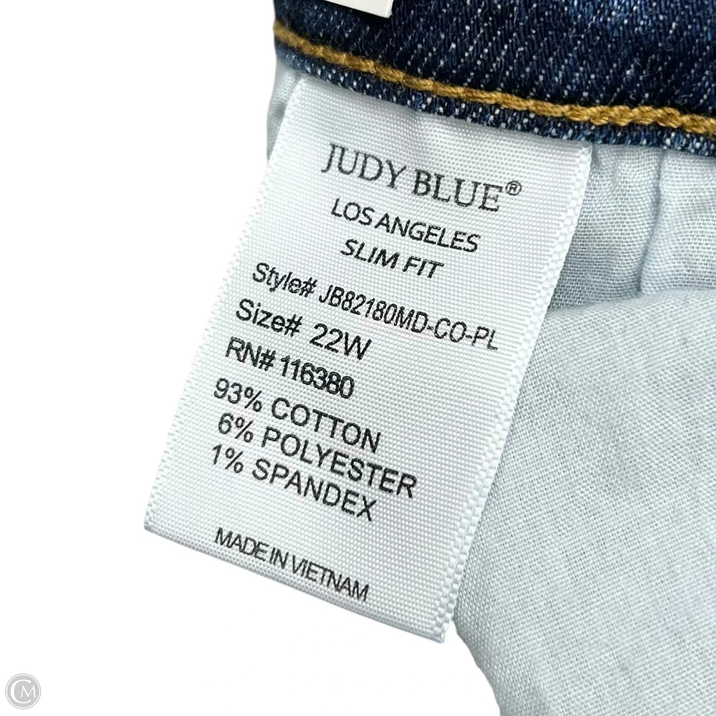 Jeans Straight By Judy Blue In Blue Denim, Size: 22