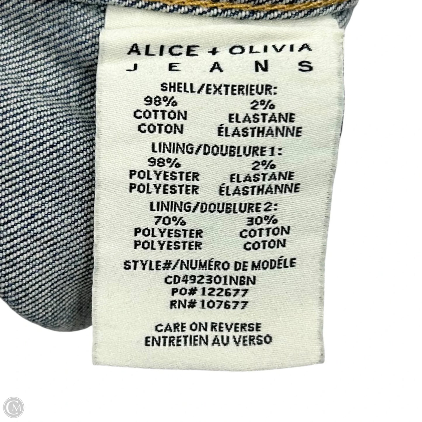 Dress Designer By Alice + Olivia In Blue Denim, Size: S