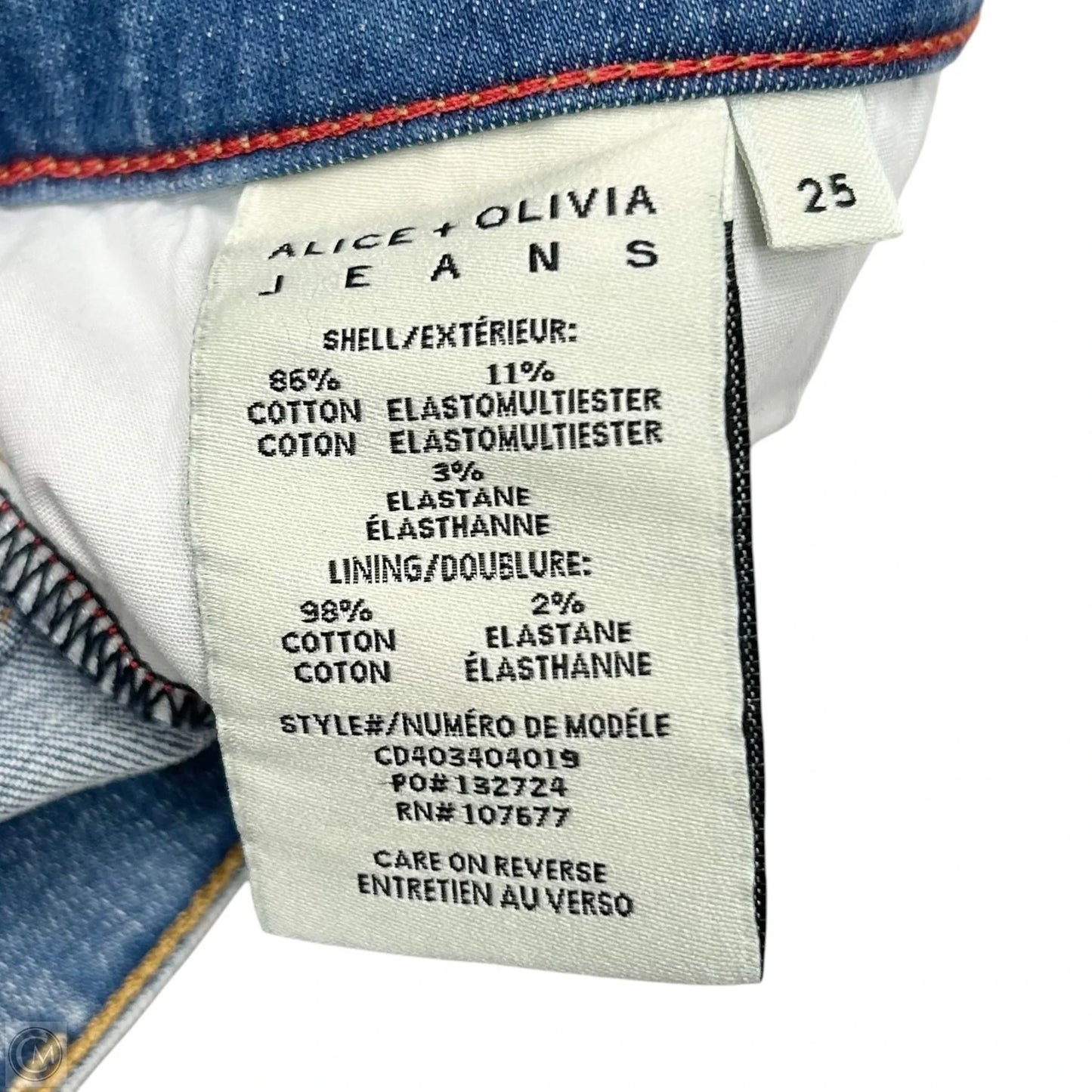 Jeans Designer By Alice + Olivia In Blue Denim, Size: 0