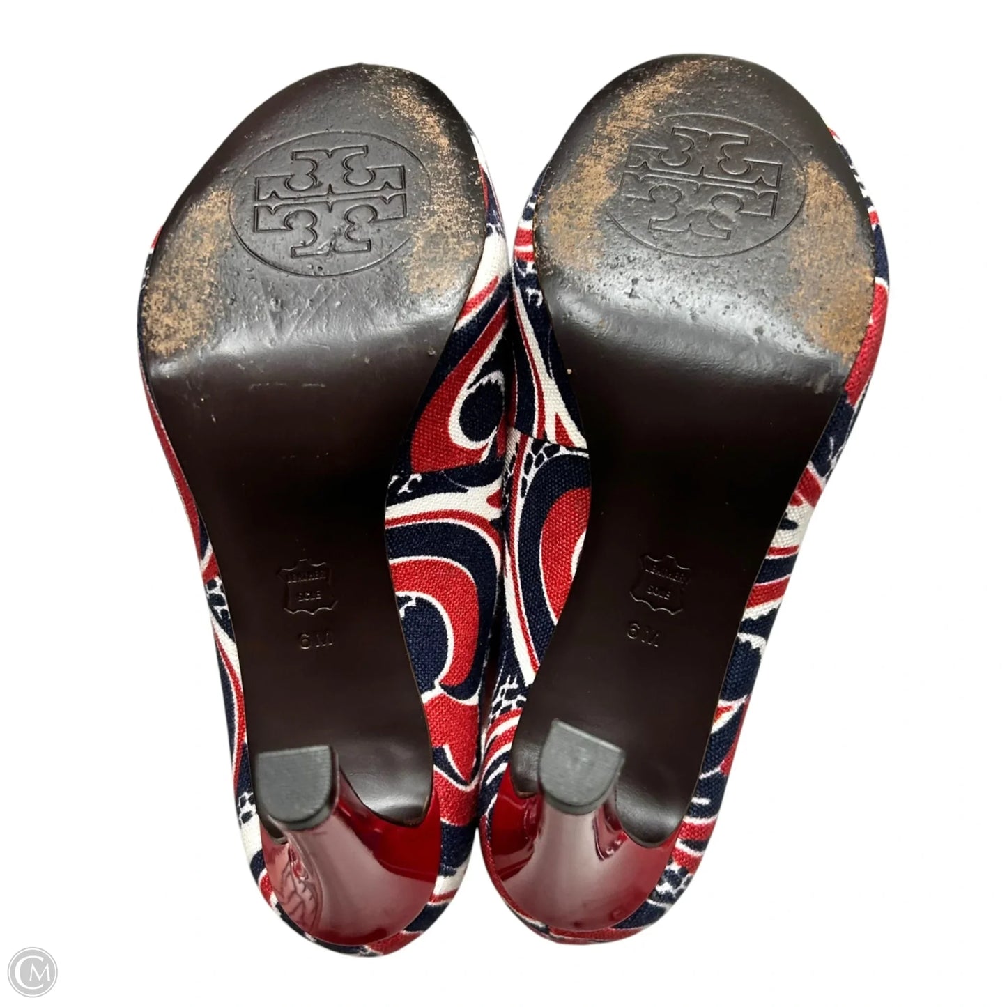 Shoes Designer By Tory Burch In Blue & Red & White, Size: 6