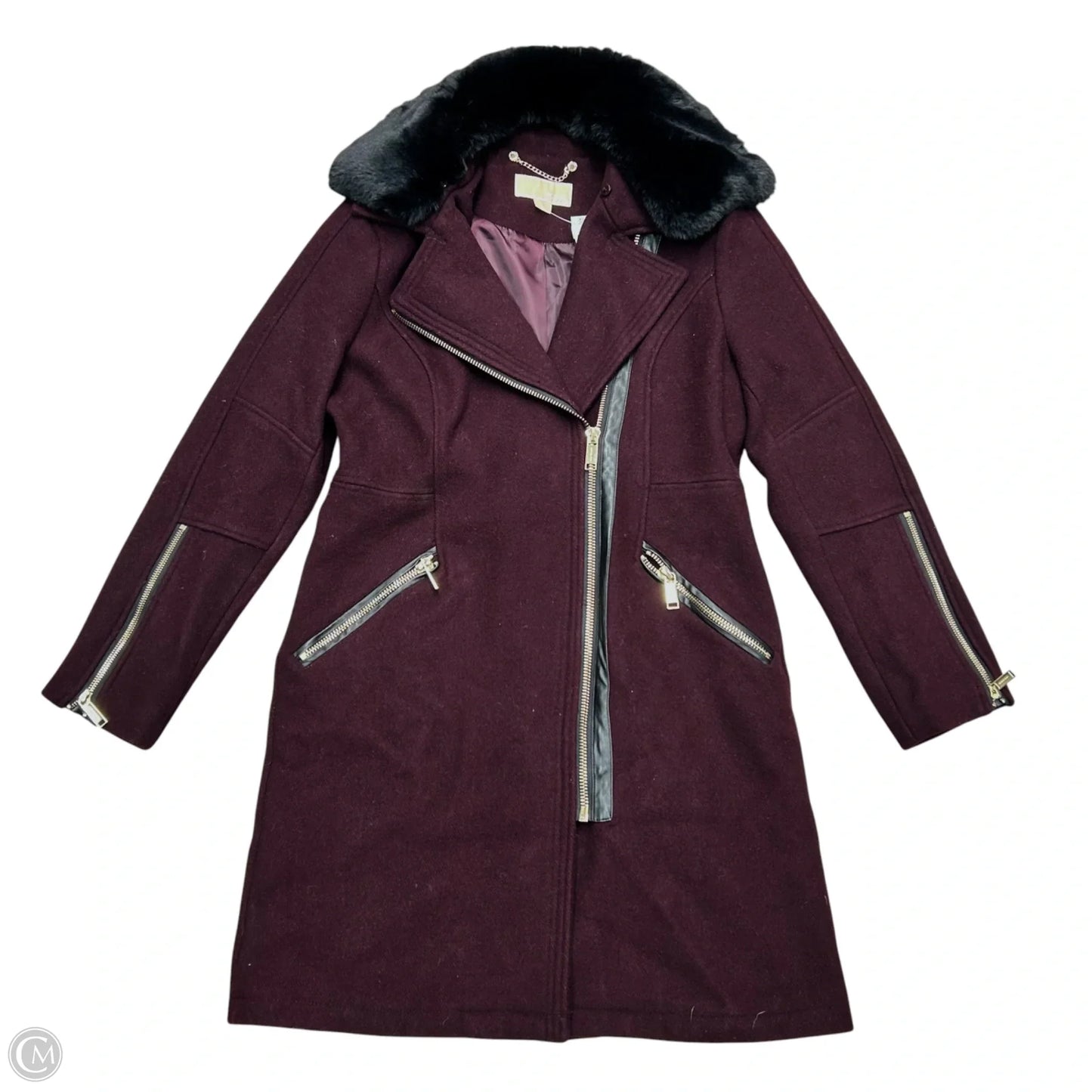 Coat Peacoat By Michael By Michael Kors In Maroon, Size: M