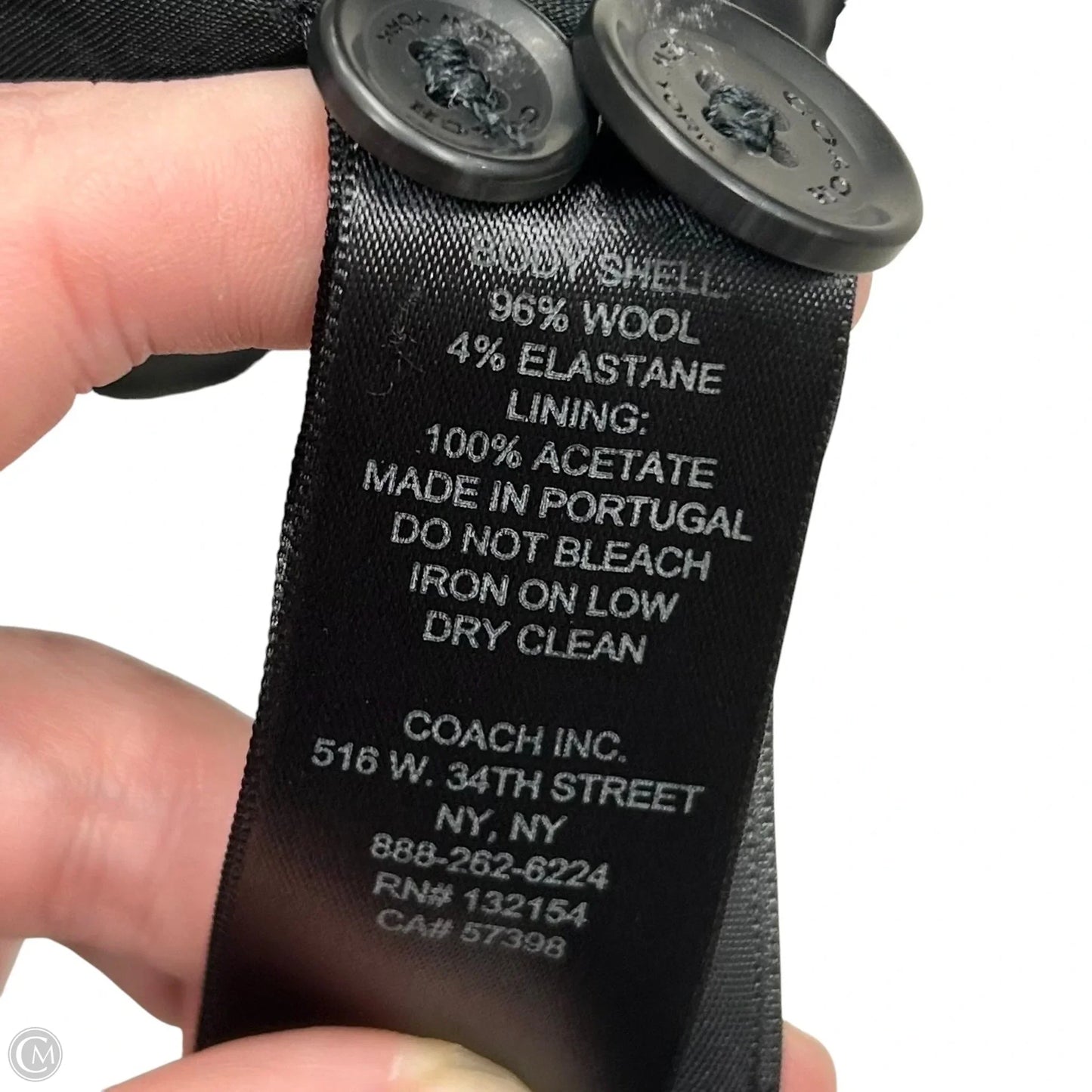 Blazer Designer By Coach In Black, Size: S