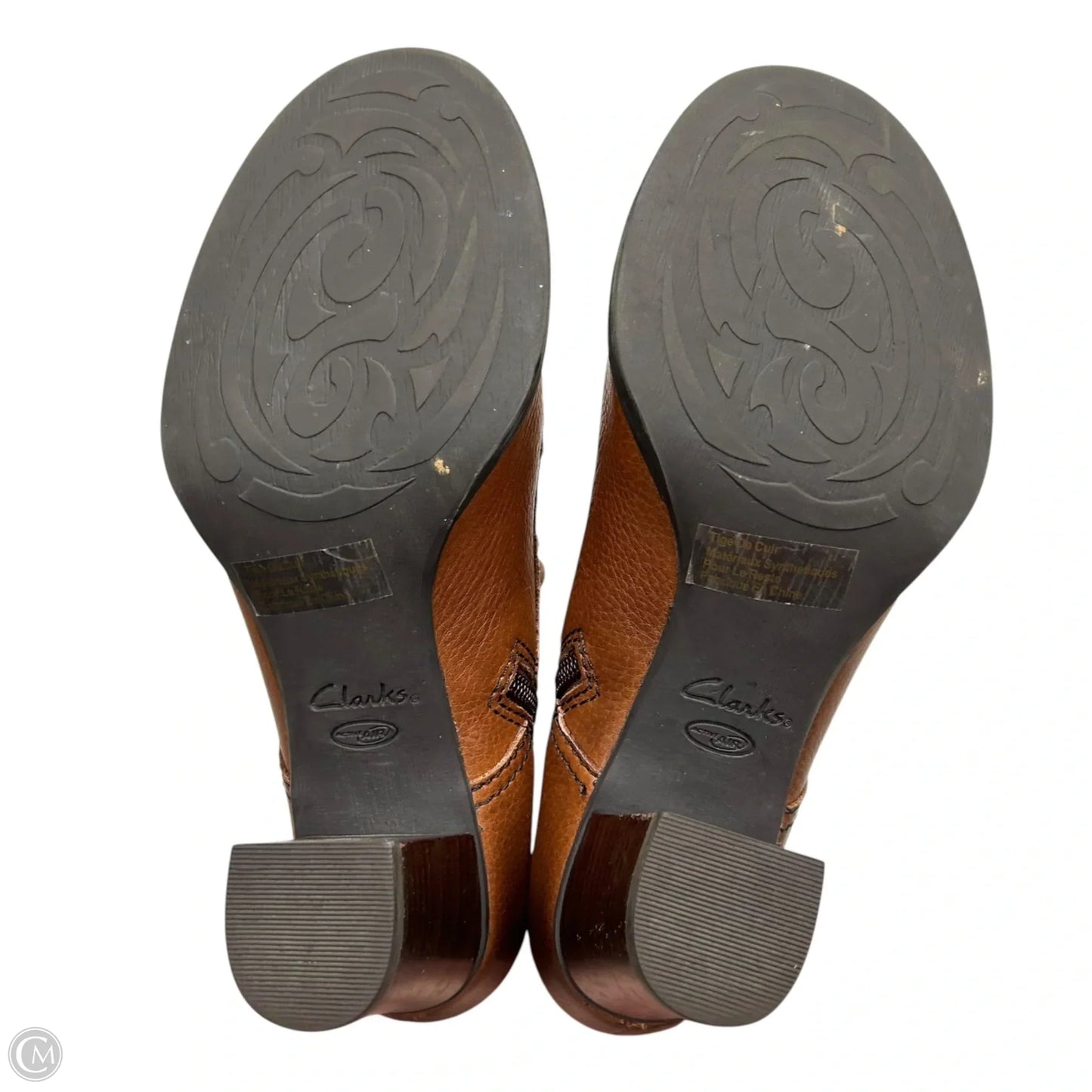 Boots Ankle Heels By Clarks In Brown, Size: 6.5