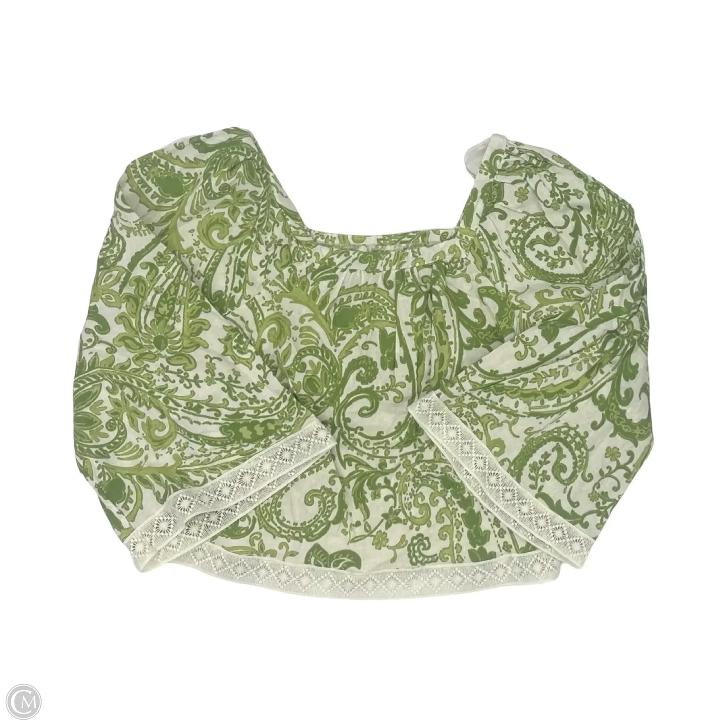 Top Long Sleeve By Nicole Miller In Green & White, Size: S