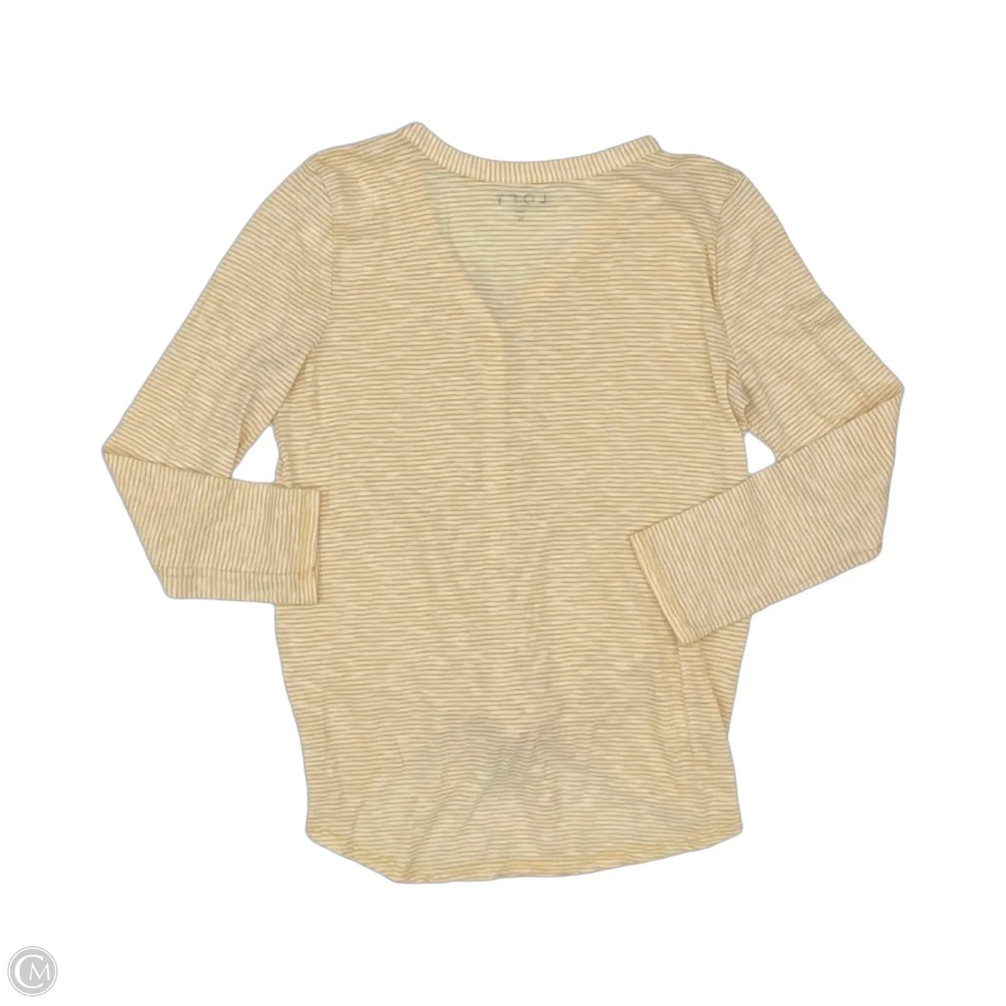 Top Long Sleeve By Loft In White & Yellow, Size: M