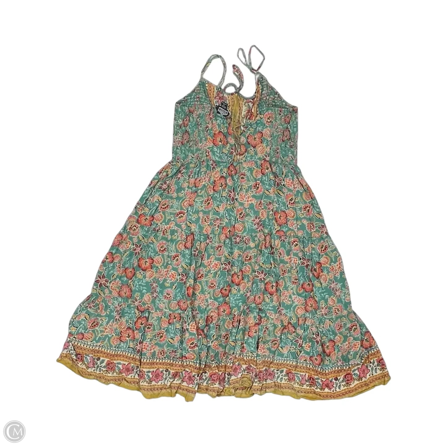 Dress Casual Midi By Angie In Green & Orange, Size: 3x