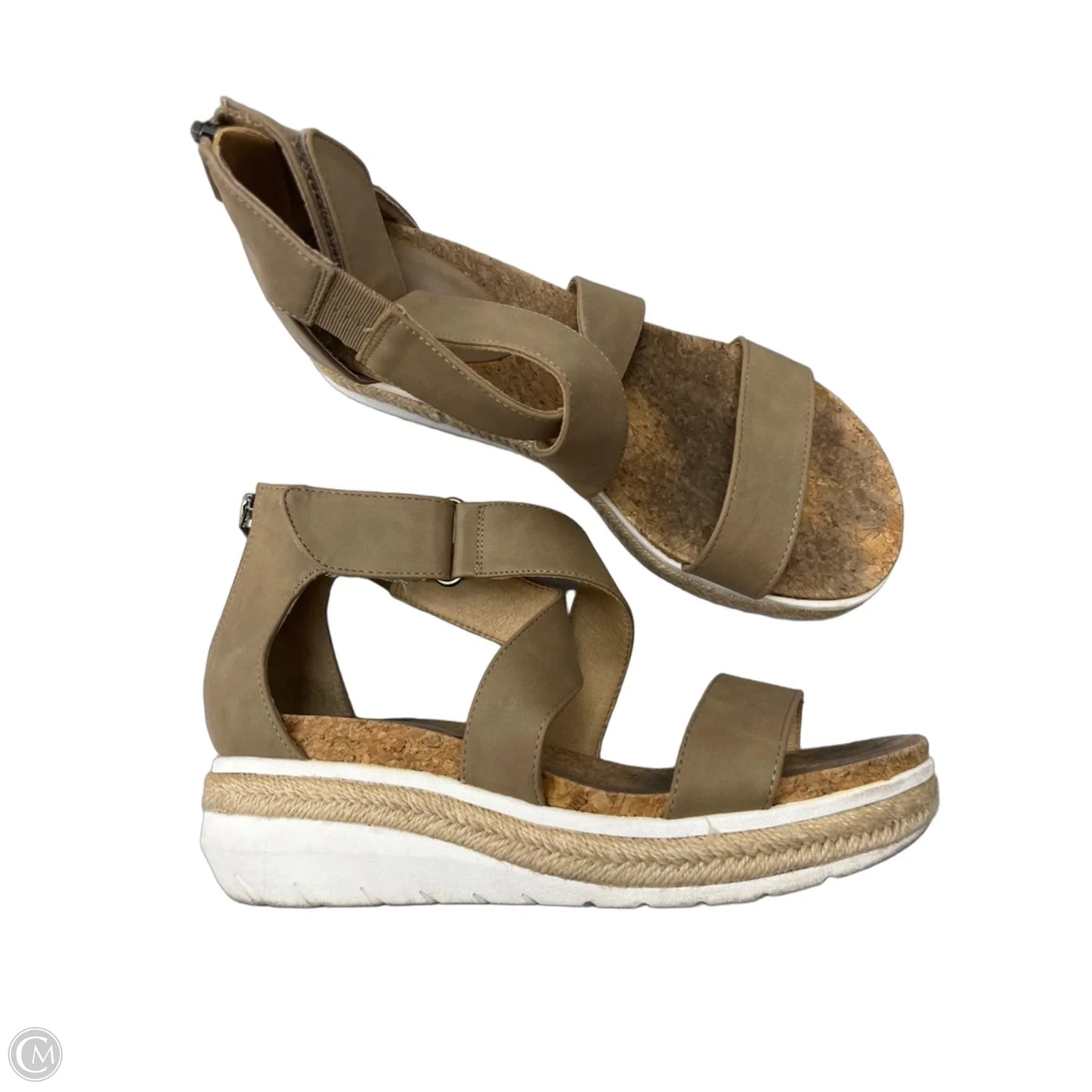 Sandals Heels Wedge By Adrienne Vittadini In Brown, Size: 8