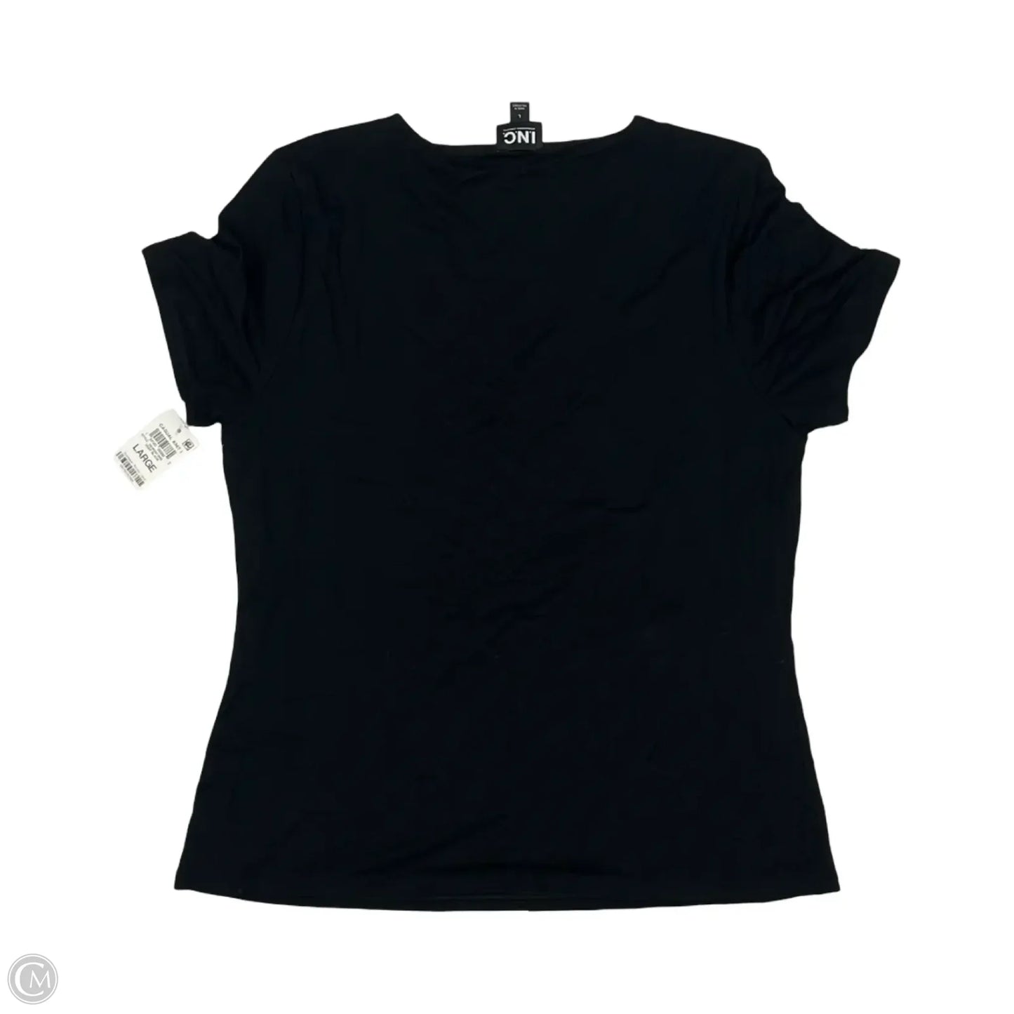 Blouse Short Sleeve By Inc In Black, Size: L