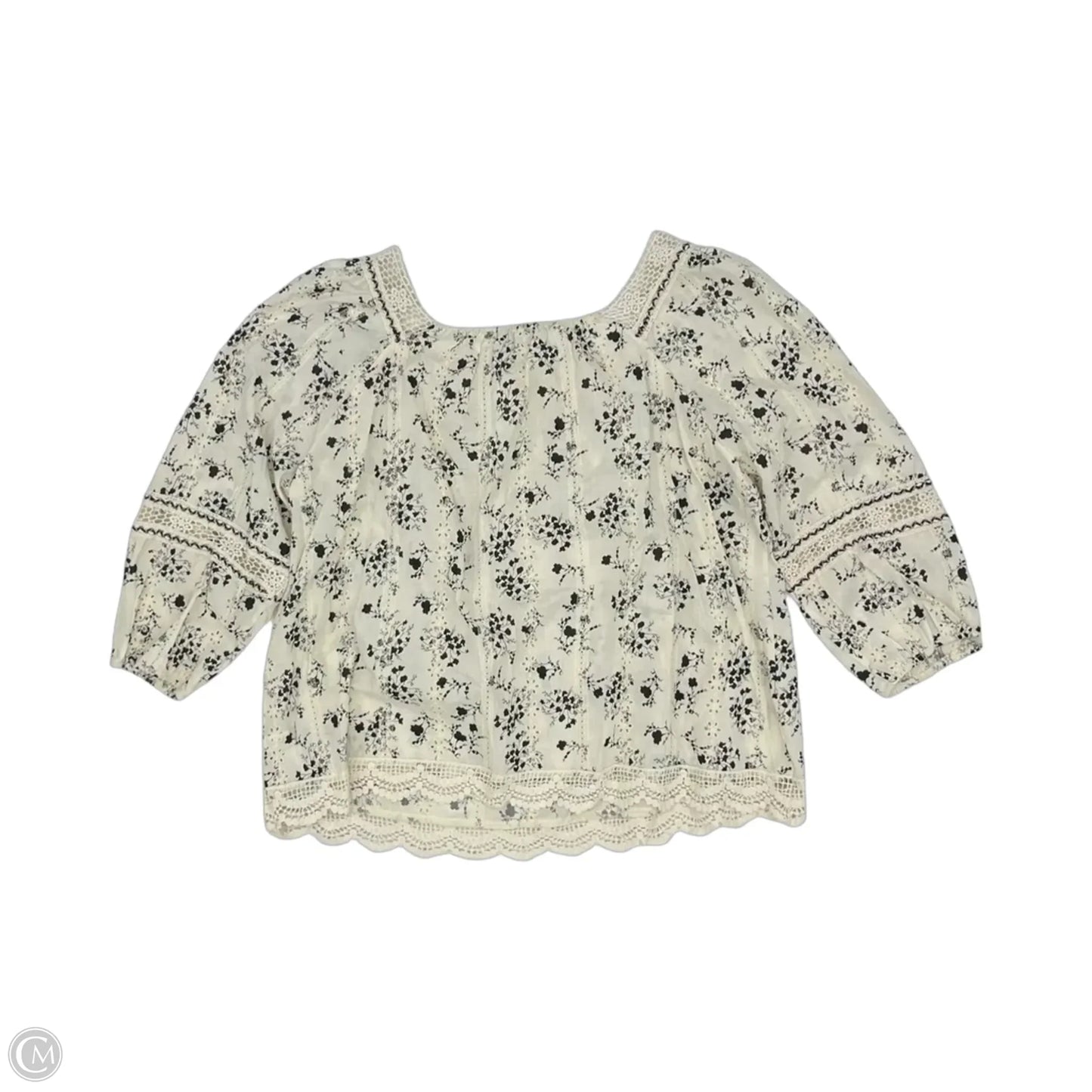 Blouse Long Sleeve By Cato In Black & Cream, Size: 1x