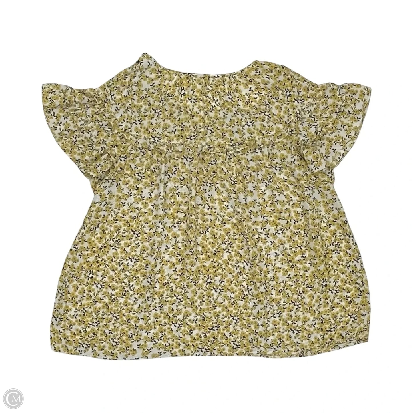 Blouse Short Sleeve By Max Studio In White & Yellow, Size: S