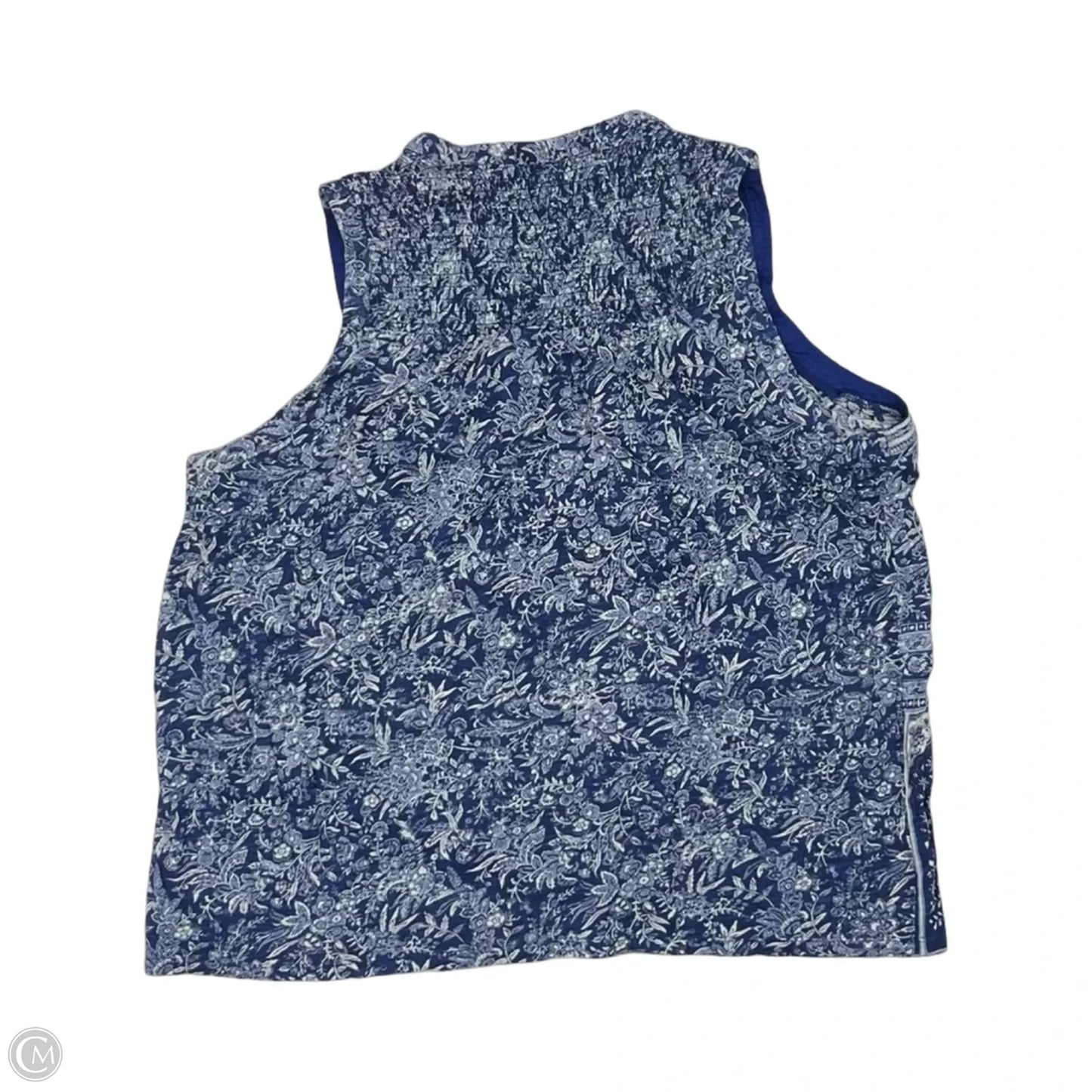 Top Sleeveless By Lucky Brand In Blue & White, Size: L