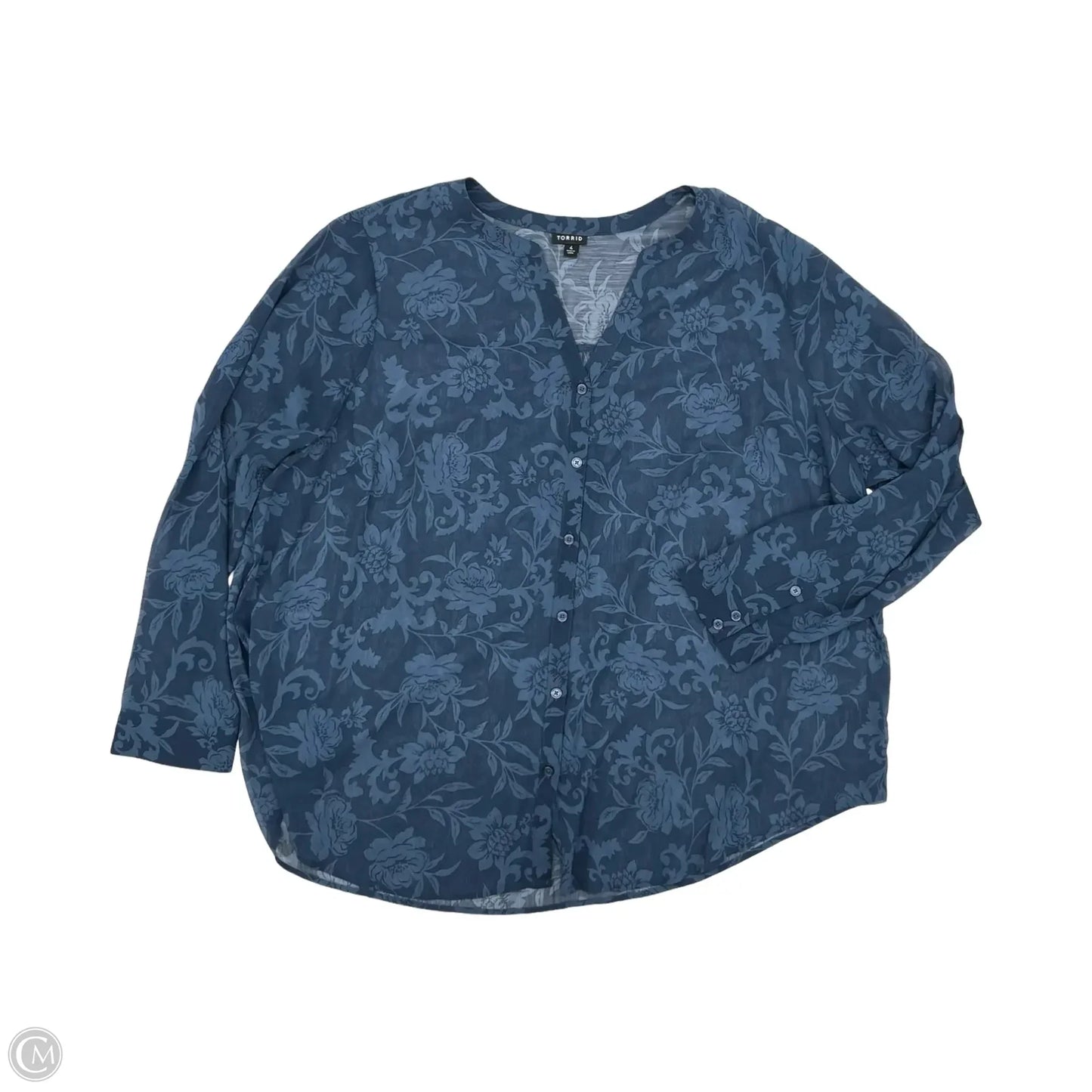 Blouse Long Sleeve By Torrid In Blue, Size: 4x
